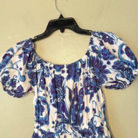 CAROLINE CONSTAS BARDOT MIDI DRESS BLUE GARDEN TOILE SIZE POCKETS SIZE S - Picture 7 of 8